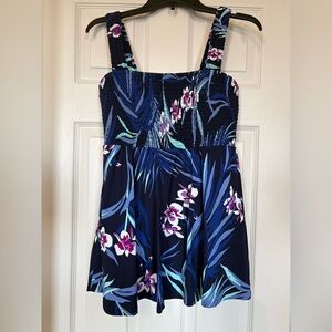 Lands' End Floral/Navy Swim Dress
